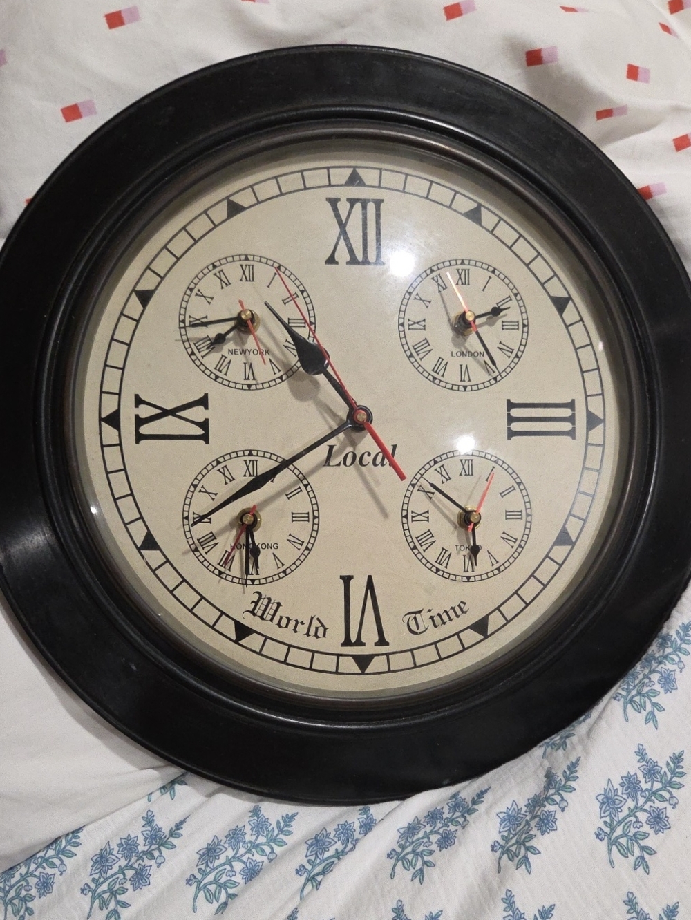 World Time Wall Clock in Black